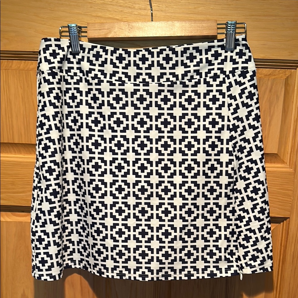 Geometric Navy and White Skort